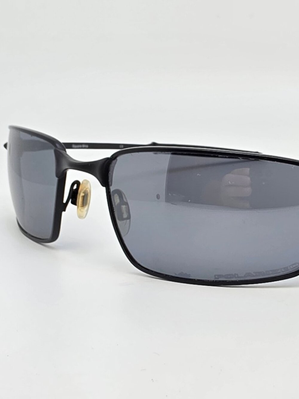 Oakley 12-877 New Square Wire I Black Frame Polarized Black Iridium Sunglasses